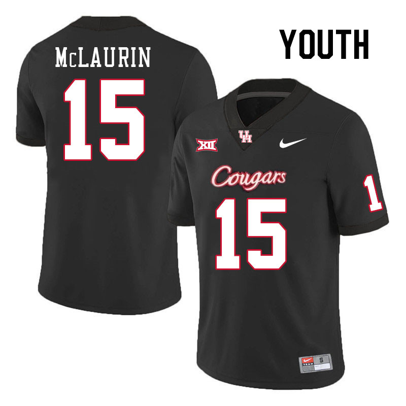 Youth #15 Hershey McLaurin Houston Cougars College Football Jerseys Stitched-Black